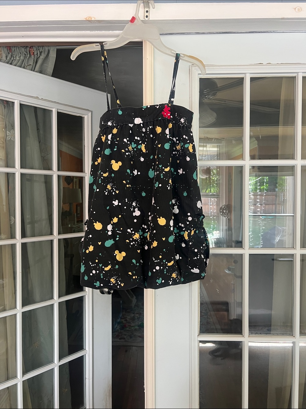 Disney Black Mickey Splash Print Bubble Romper with Straps